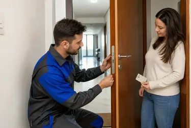 Atendente utilizando ferramentas para abrir uma porta em Sumaré.