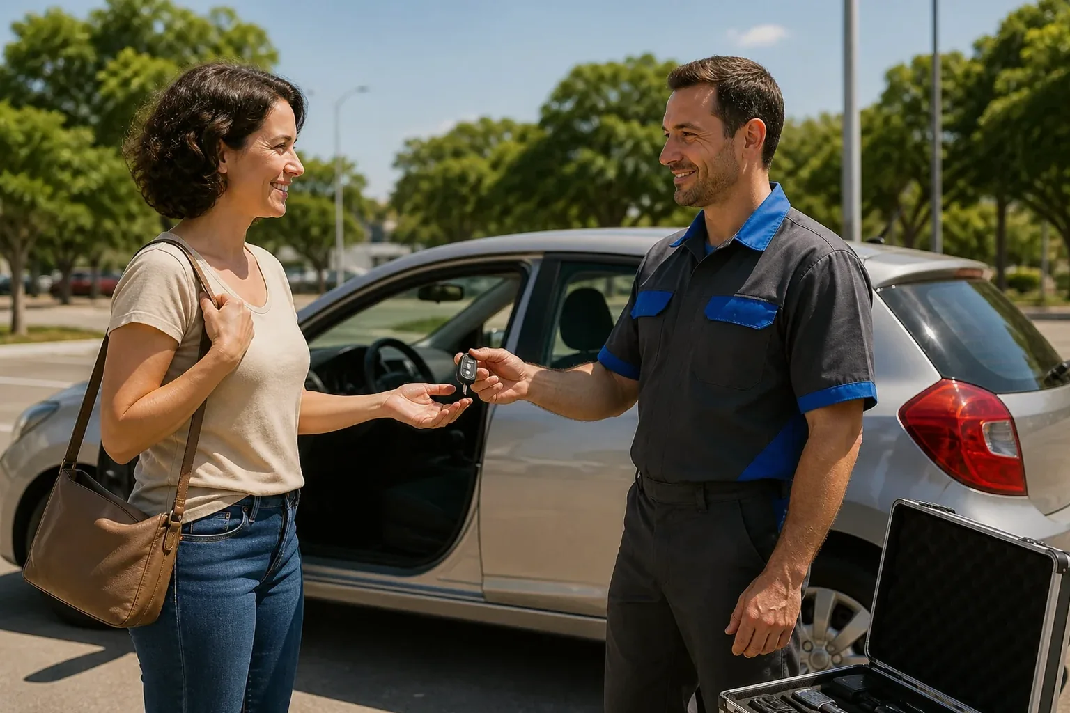 Profissional utilizando ferramentas para abrir carro em Sumaré.