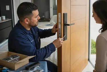 Técnico instalando uma fechadura nova em Sumaré.